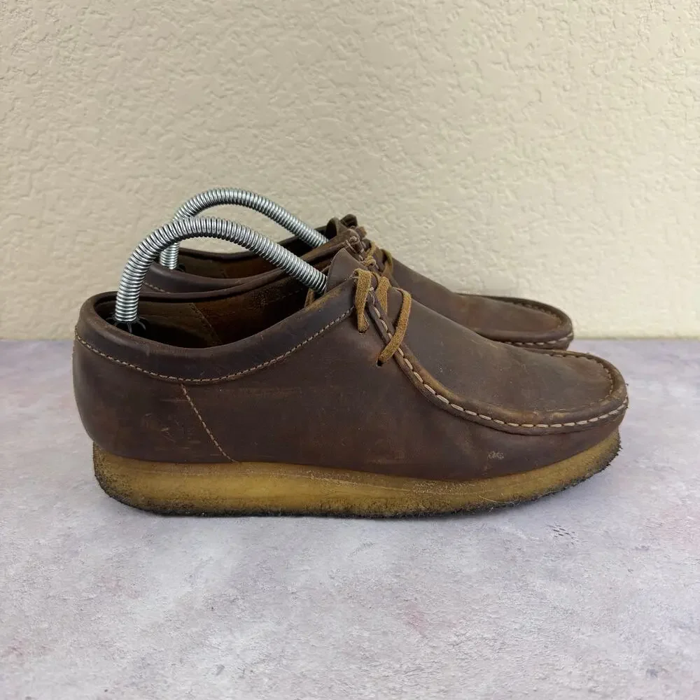 Clarks Originals Wallabee Shoes Mens Size 8 M Beeswax Brown Leather Lace Up